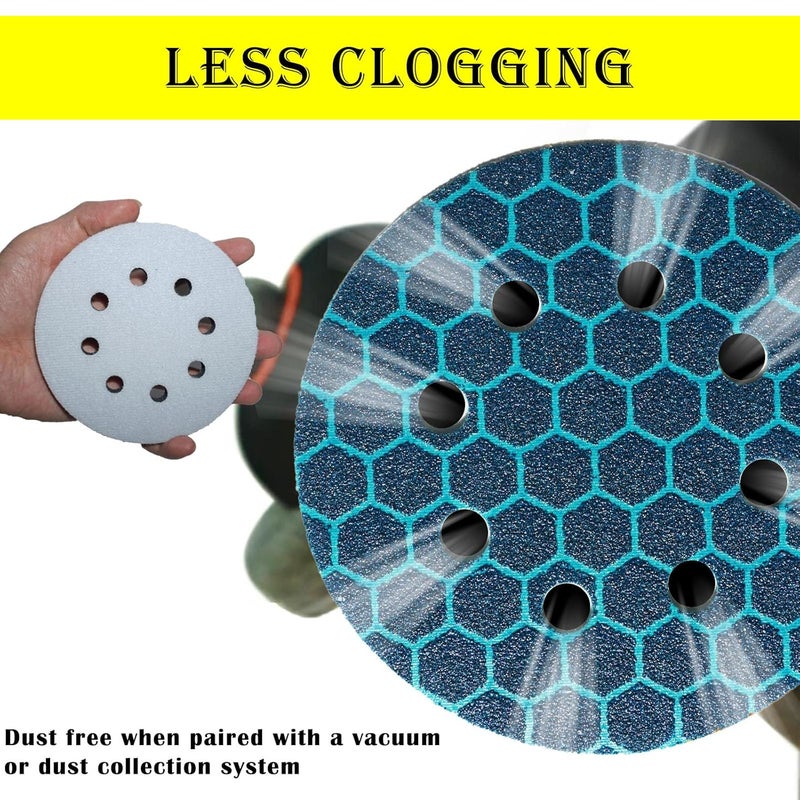 Crossarctic 5 Inch 8 Holes Soft Density Interface Pads Hook and Loop Sponge Cushion Buffer Round Backing Pad Foam Sanding Pads for Orbital Sander(4 Pack) - Image 5